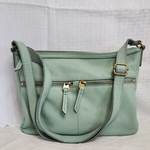 Fossil Mint Green Leather Crossbody Bag